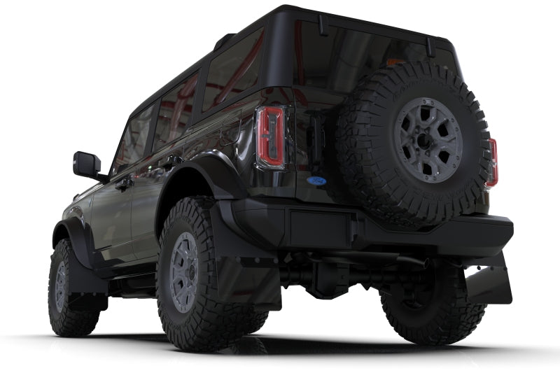 Rally Armor 21-25 Ford Bronco (Steel Bmpr + RB - NO Rptr/Sprt) Blk Mud Flap w/Cy Orange Logo