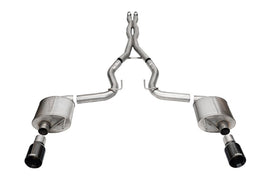 Corsa 24+ Frd Mustang GT- Sport Cat-Back Ex.Sys 3.0in Dual Rear Exit w/4.5in Blk PVD StraightCut Tip