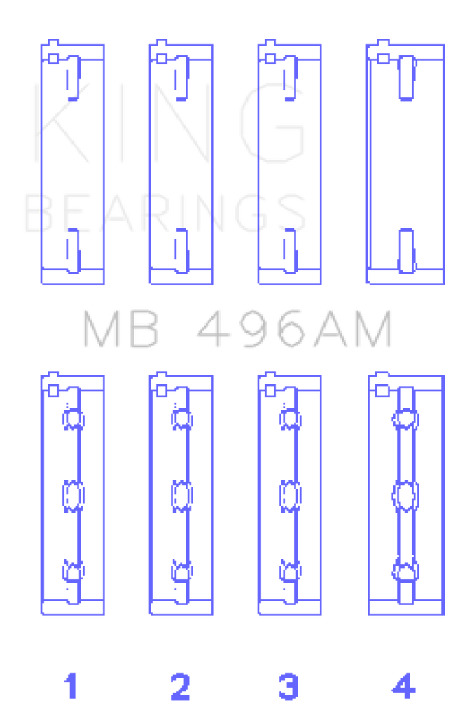 King Engine Bearings Mazda KL V6 (Size STD) Main Bearing Set of 4