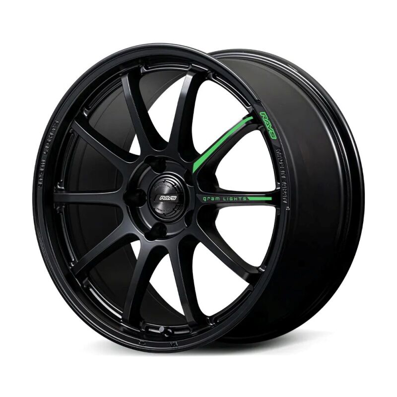 Gram Lights 57NR LIMITED II 18x8.5 +45 5-100 Semigloss Black Wheel w/ Black Cap/Stickers/Air Valve