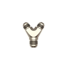 Load image into Gallery viewer, DeatschWerks 8AN Male Flare to 8AN Male Flare to 10AN Male Flare Y Fitting - Anodized Matte Black