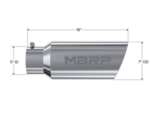 Load image into Gallery viewer, MBRP Universal Tip 7in O.D. Rolled End 5in inlet 18in length - T304 (SINGLE TIP)