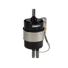 Load image into Gallery viewer, DeatschWerks 10 Micron 3/8in Barb Fuel Filter Regulator w/ Stainless Steel Body - Black