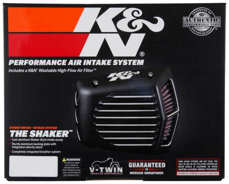 K&N Street Metal Intake System for 01-16 Harley-Davidson Softail/Dyna - Shaker Black