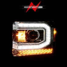 Load image into Gallery viewer, ANZO 2014-2015 GMC Sierra 1500 Projector Headlights w/ Light Bar Chrome Housing (Halogen Type)