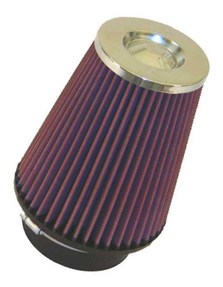 K&N Universal Air Filter Chrome Round Tapered Red - 4in ID x 1.125in L x 5.5in H (Multi Lingual)