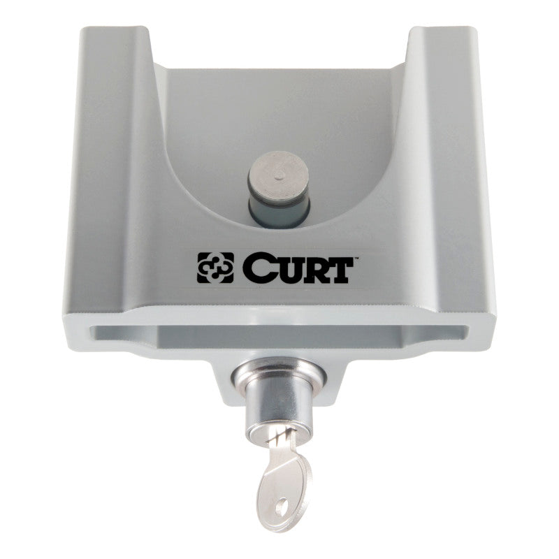 Curt Trailer Coupler Lock for 1-7/8in or 2in Flat Lip Couplers (Grey Aluminum)