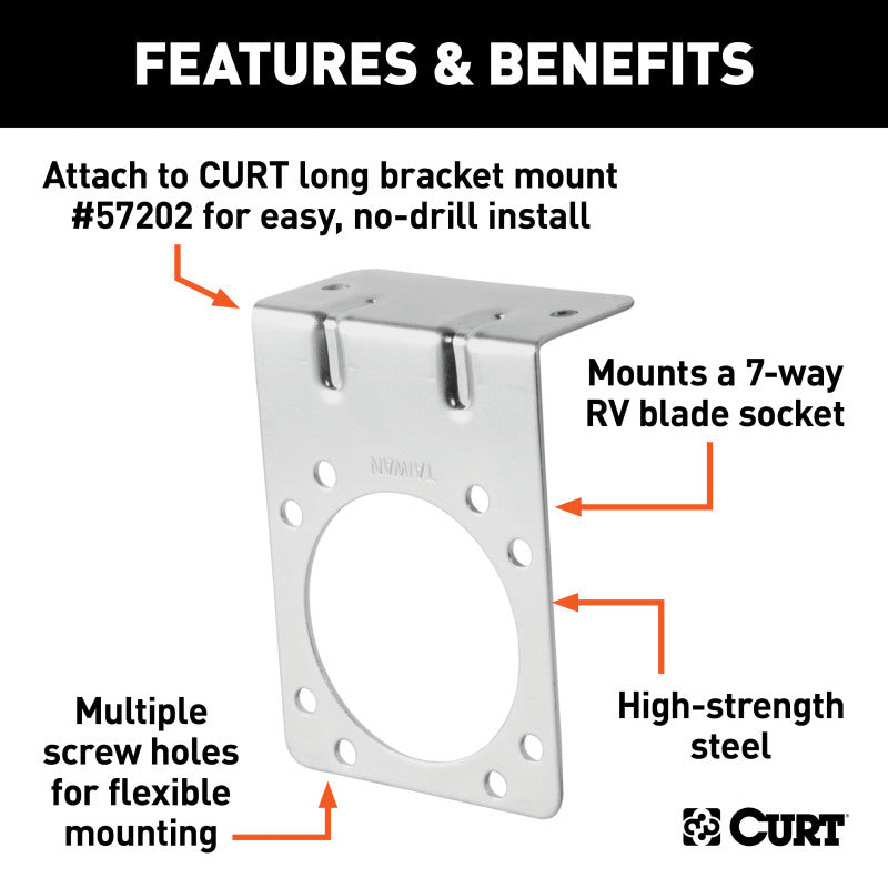 Curt Connector Mounting Bracket for 7-Way RV Blade (Zinc)