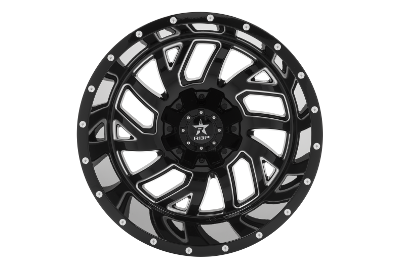 RBP 65R Glock 22x14 6x139.7 BP / 4.5 BS / -76mm Offset 108mm CB Gloss Black w/Machined Grooves Wheel