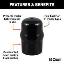 Load image into Gallery viewer, Curt Trailer Ball Cover (Fits 1-7/8in or 2in Balls Black Rubber)