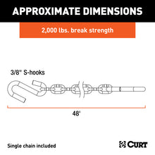 Load image into Gallery viewer, Curt 48in Safety Chain w/2 S-Hooks (2000lbs Clear Zinc)