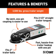 Load image into Gallery viewer, Curt QuickPin No-Latch 2in Trailer Coupler (2.5in Channel - 3500 lbs)