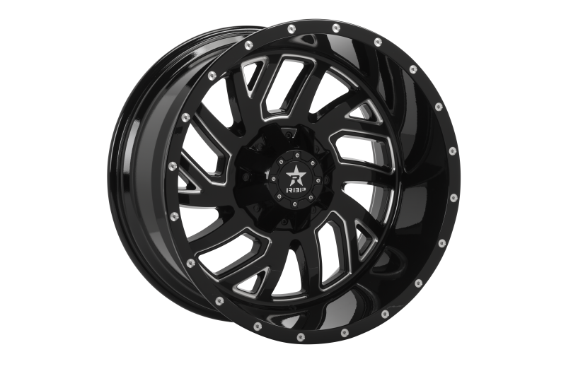 RBP 65R Glock 22x12 5x127/139.7 BP / 4.75 BS -44mm Offset 78mm CB Gloss Black Machined Grooves Wheel
