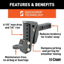 Load image into Gallery viewer, Curt Rebellion XD Adjustable Cushion Hitch Ball Mount (2in Shank 15000lbs 6-1/4in Drop)