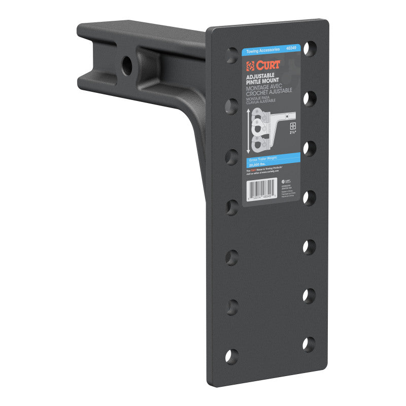 Curt Adjustable Pintle Mount (2-1/2in Shank 20000lbs 12-1/2in High 10-3/4in Long)