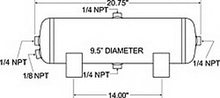 Load image into Gallery viewer, Firestone Air Tank 5 Gallon 9.5in. x 20.75in. (4) 1/4in. NPT Ports 150 PSI - Black (WR17609246)