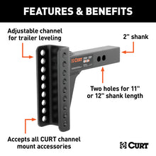 Load image into Gallery viewer, Curt Replacement 2in Adjustable Channel Mount Shank (14000lbs)