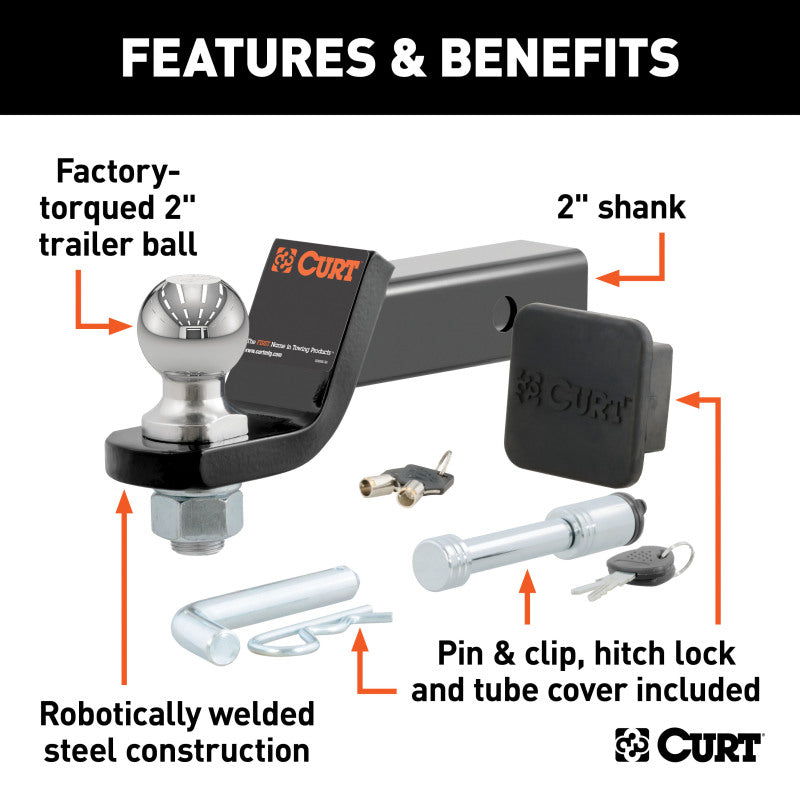 Curt Towing Starter Kit w/2in Ball (2in Shank 7500lbs 2in Drop)