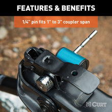 Load image into Gallery viewer, Curt Right-Angle Hitch &amp; Coupler Lock Set (2in Receiver 1in to 3in Latch)