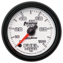 Load image into Gallery viewer, Autometer Phantom II 52.4mm Full Sweep Electronic 0-100psi Fuel Pressure Gauge