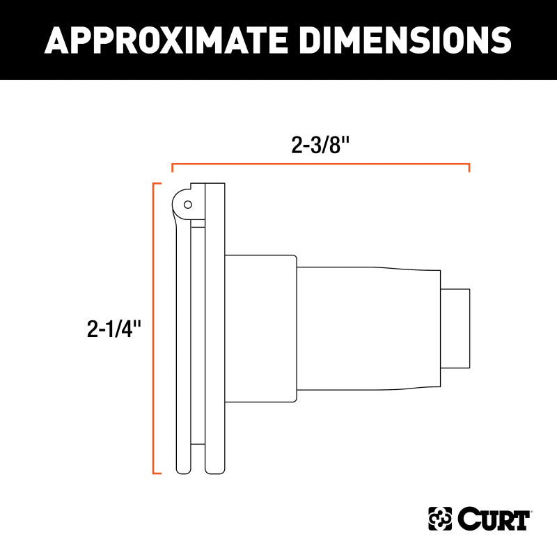 Curt 6-Way Round Connector Socket (Vehicle Side Diecast Metal)
