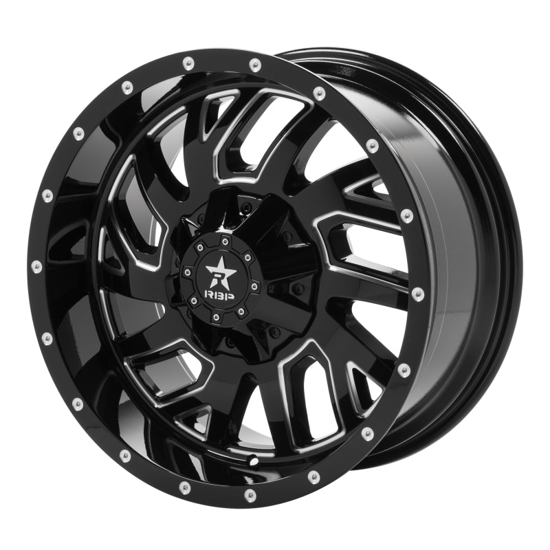 RBP 65R Glock 20x10 6x135/139.7 BP / 5.5 BS / 0mm Offset 87mm CB Gloss Black Machined Grooves Wheel