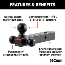 Load image into Gallery viewer, Curt Multi-Ball Mount (2in Solid Shank 1-7/8in 2in &amp; 2-5/16in Black Balls)
