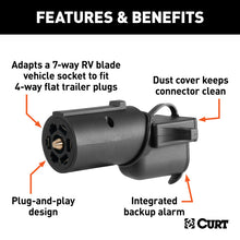 Load image into Gallery viewer, Curt Adapter w/Backup Alarm (7-Way RV Blade Vehicle to 4-Way Flat Trailer)