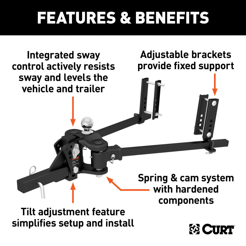 Curt TruTrack Trunnion Bar Weight Distribution System (8000-10000lbs 35-9/16in Bars)