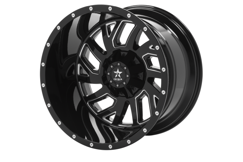 RBP 65R Glock 22x14 6x139.7 BP / 4.5 BS / -76mm Offset 108mm CB Gloss Black w/Machined Grooves Wheel
