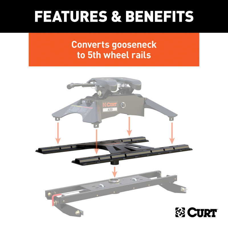 Curt X5 Gooseneck-to-5th-Wheel Adapter Plate for Double Lock EZr