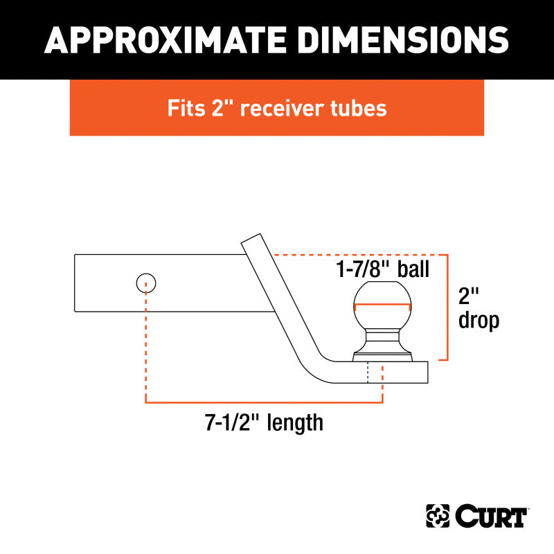 Curt Fusion Ball Mount w/1-7/8in Ball (2in Shank 5000lbs 2in Drop)