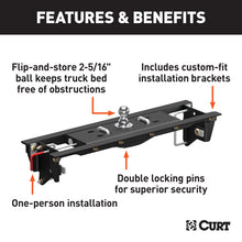 Load image into Gallery viewer, Curt 99-99 Ford F-250 Super Duty Double Lock EZr Gooseneck Hitch Kit w/Installation Brackets