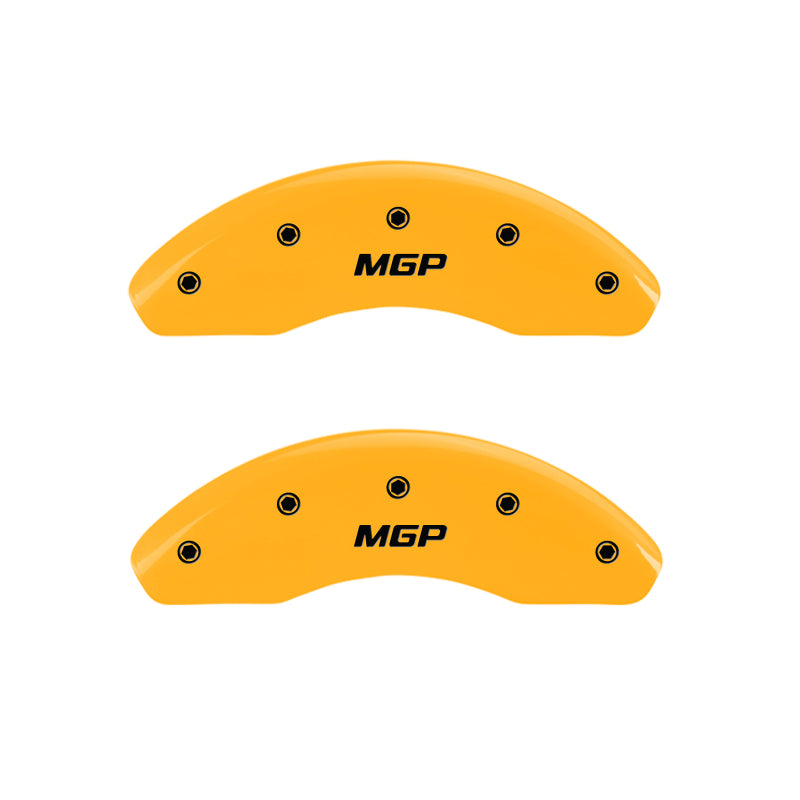 MGP 4 Caliper Covers Engraved Front & Rear MGP Yellow Finish Black Char 2001 Ford Mustang
