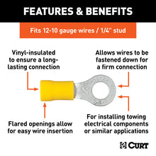 Load image into Gallery viewer, Curt Ring Terminals (12-10 Wire Gauge 1/4in Stud Size 100-Pack)