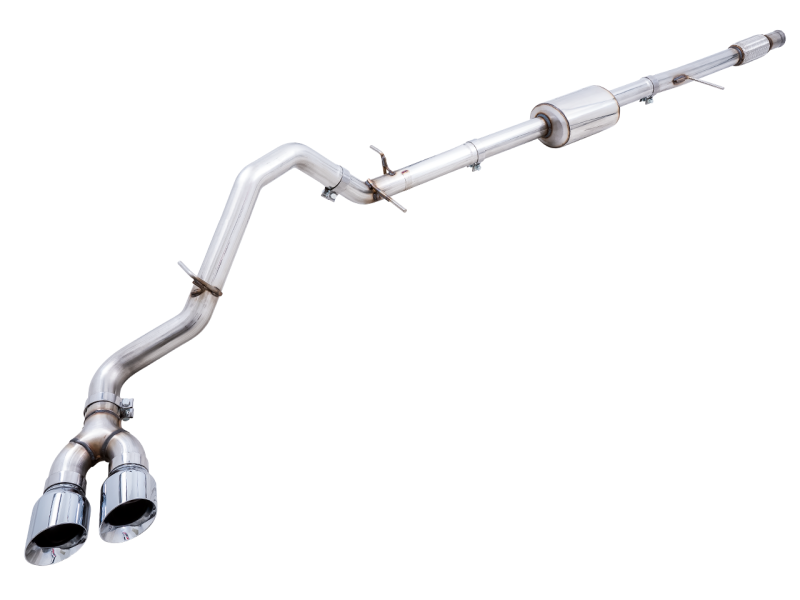 AWE Tuning 4th Gen GM 1500 5.3L 0FG Cat-Back Dual Side Exit (Flat Bumper) - Chrome Tips
