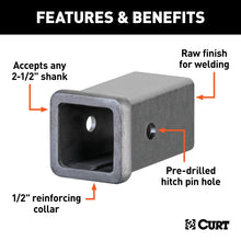 Load image into Gallery viewer, Curt 6in Raw Steel Receiver Tubing (2-1/2in Receiver)