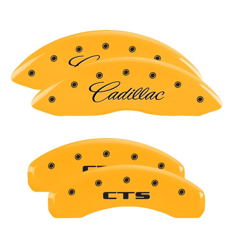 MGP 4 Caliper Covers Engraved F & R Cursive/Cadillac Yellow Finish Black Char 2006 Cadillac SRX