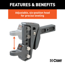 Load image into Gallery viewer, Curt Rebellion XD Adjustable Cushion Hitch Ball Mount (2in Shank 15000lbs 6-1/4in Drop)