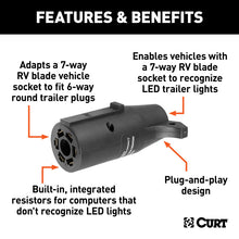 Load image into Gallery viewer, Curt LED Electrical Adapter (7-Way RV Blade Vehicle to 6-Way Round Trailer)