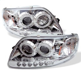 Spyder Ford F150 97-0 Projector - LED Halo Amber Reflector LED Chrome PRO-YD-FF15097-1P-AM-C