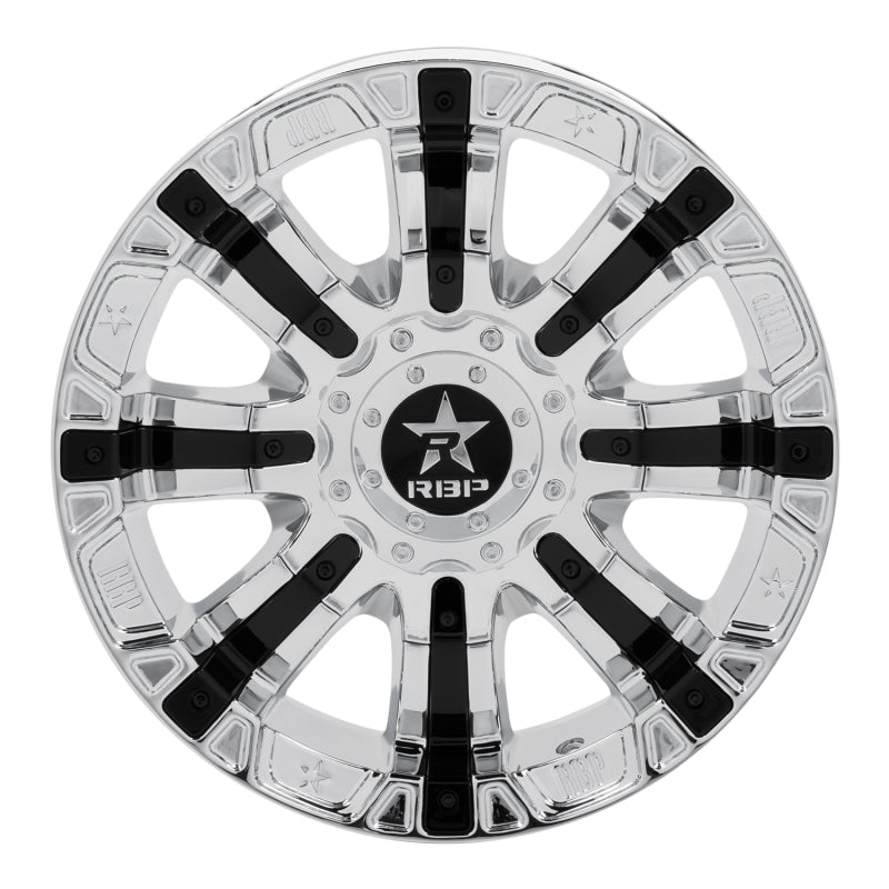 RBP 94R 18x9.0 8x170 BP / 5 BS 0mm Offset 129mm CB (Hub Centric) Chrome w/Black Inserts Wheel