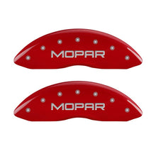 Load image into Gallery viewer, MGP Front set 2 Caliper Covers Engraved Front MOPAR Red finish silver ch