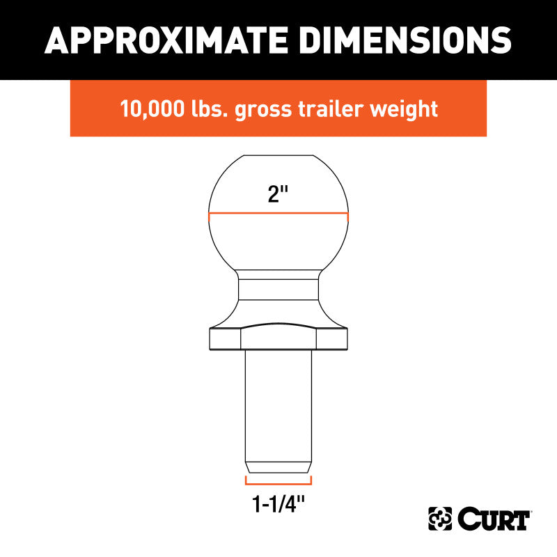 Curt Replacement SecureLatch 2in Pintle Ball (10000lbs 1-1/4 Shank)