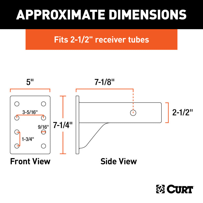 Curt Adjustable Pintle Mount (2-1/2in Shank 20000lbs 7-1/4in High 10-3/4in Long)