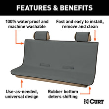 Load image into Gallery viewer, Curt Seat Defender 58in x 63in Removable Waterproof Gray XL Bench Truck Seat Cover