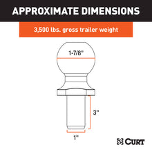 Load image into Gallery viewer, Curt 1-7/8in Trailer Ball (1in x 3in Shank 3500lbs Chrome Packaged)