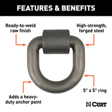 Load image into Gallery viewer, Curt 3inx 3in Weld-On Tie-Down D-Ring (15587lbs Raw Steel)