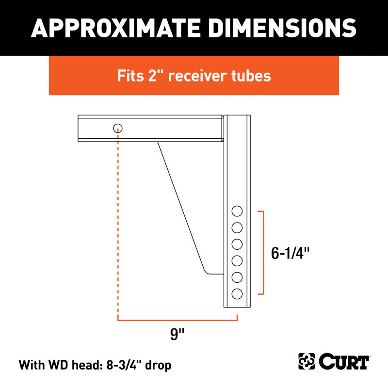 Curt Weight Distribution Shank (2in Shank 8-3/4in Drop)