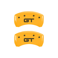 Load image into Gallery viewer, MGP 4 Caliper Covers Engraved Front Mustang - Engraved Rear S197/GT - Yellow Finish Blk Characters